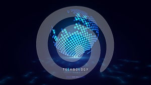 Blue global abstract hexagon net technology background,futuristic hexagon tech background,cyberspace technology background,3d inno