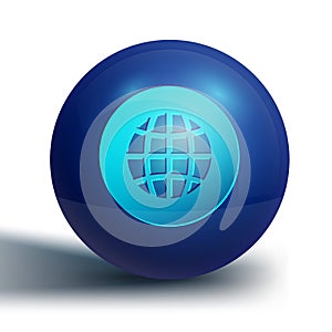 Blue Global technology or social network icon isolated on white background. Blue circle button. Vector