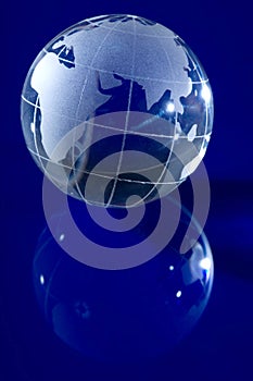 Blue globe with backlit light