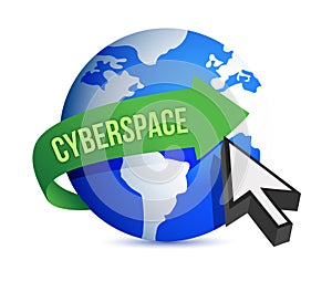 Blue globe and cursor cyberspace concept