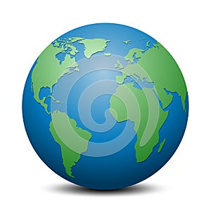 Blue globe with green continents - vector