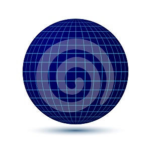 Blue globe with grid as icon or logo
