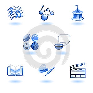 Blue glossy category education web icons