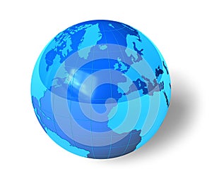 Blue glossy Earth globe