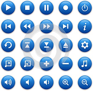 Blue glossy media buttons