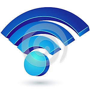 Blue glossy Wi-Fi 3D sign