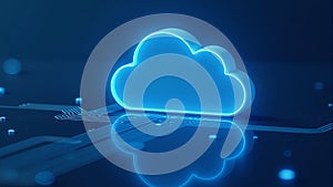 Blue Glowing Cloud on Circuit Board