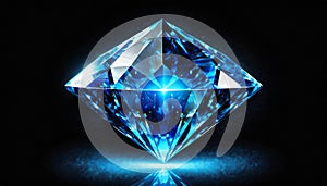 blue glowing diamond on black