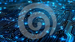 Blue glowing electric circuit board