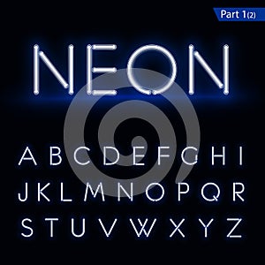 Blue glowing font from a Neon tube. Vector format part 1