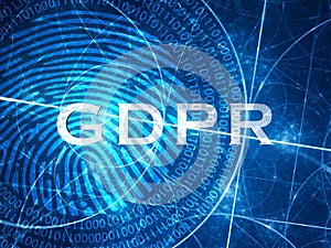 Blue glowing GDPR concept withh digital fingerprint