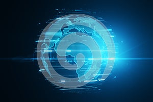 Blue globe background. 3D Rendering