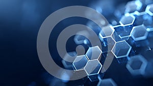 Blue glowing hexagon grid connecting modern technology network