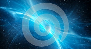 Blue glowing interstellar plasma field in deep space