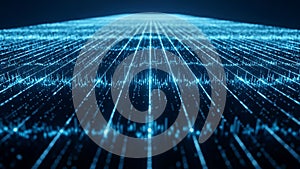 Blue glowing lines data stream digital network abstract background image