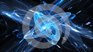 Blue glowing magical quantum in space photo