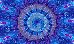 Blue glowing mandala fractal, computer generated abstract background