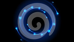 Blue glowing neon spiral circle abstract technology motion background