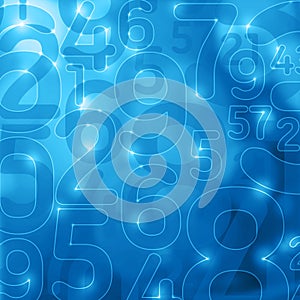 Blue glowing numbers abstract encryption background
