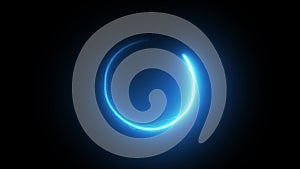 Blue glowing particles element rotating in circular motion on black background, element for intro , logo reveal , video opener