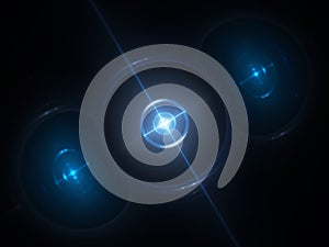 Blue glowing past now future concept