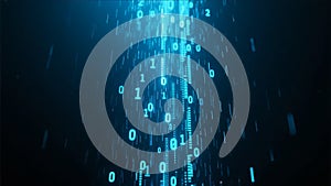 Blue Falling Binary Code Digital Rain Background