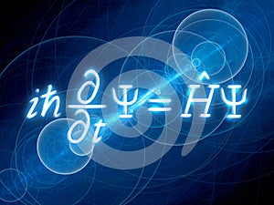 Blue glowing time-dependent Schrodinger equation photo