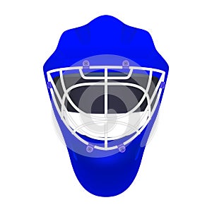 Blue goalie hockey helmet