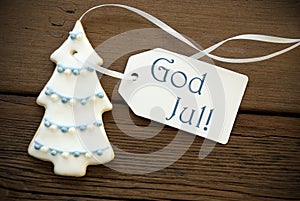 Blue God Jul as Christmas Greetings