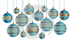 Blue and gold Christmas bauble decor