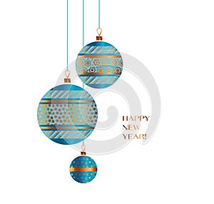 Blue and gold Christmas bauble decor