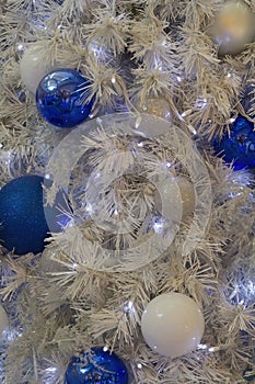 Blue and Gold Christmas ornaments Background