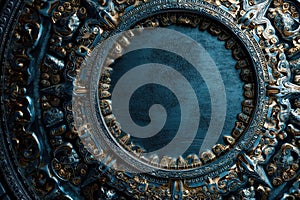 A blue and gold circle with a hole in the middle