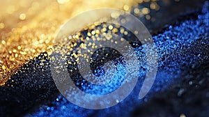 Blue and gold glitter texture. Abstract background.