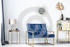 Blue and gold living room