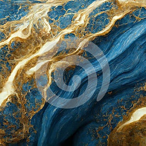 Blue and Gold Marble Texture with Cracks