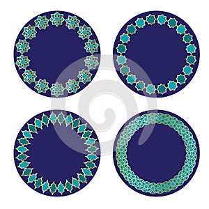 Blue gold Moroccan circle frames