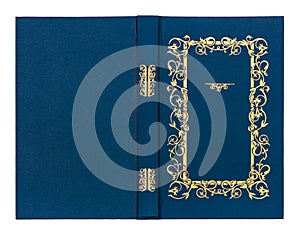 Blue with gold pattern vintage book cover