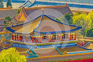 Blue Gold Pavilion Forbidden City Beijing China