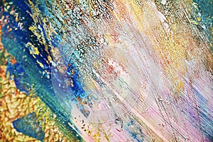 Blue gold pink paint watercolor soft structure, abstract vivid background