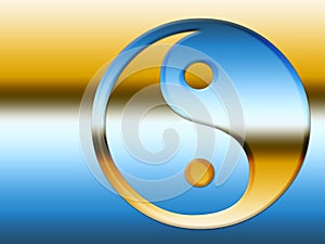 Blue and Gold Yin Yang Symbol