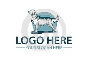 Blue Golden Retriever with Blue Circle Background Logo Design