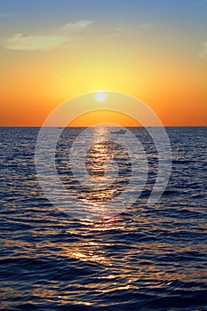 Blue golden sunrise seascape sea ocean red sky