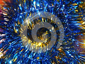 Blue and golden tinsel with lots of sparkles