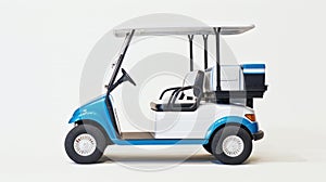 Blue Golf cart golfcart isolated on white background photo
