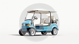 Blue Golf cart golfcart isolated on white background photo