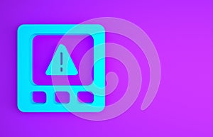 Blue Gps device error icon isolated on purple background. Minimalism concept. 3d illustration 3D render