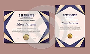 blue gradient certificate template set of 2
