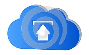 3D Blue Gradient Cloud Upload Icon