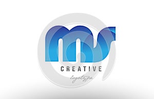 blue gradient ms m s alphabet letter logo combination icon design